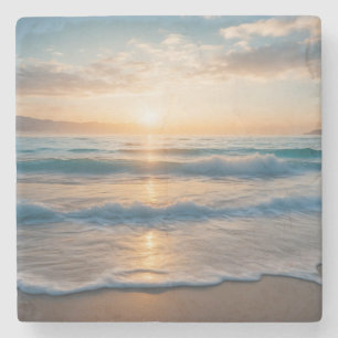 Zonsopgang over het strand stenen onderzetter