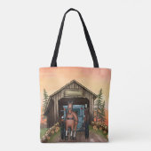 Zonsopgang Overdekte Brug Tote Bag (Achterkant)