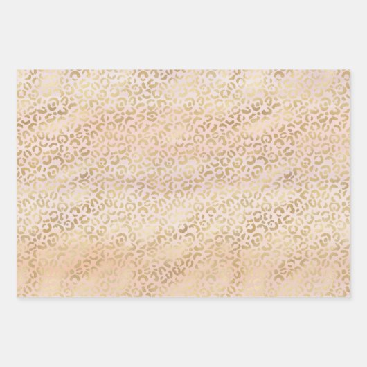 Zonsopgang Perzik Blush Roze Gouden Luipaard Inpakpapier Vel (Voorkant)
