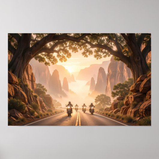 Zonsopgang Ruiters Door Canyon Rust Poster (Voorkant)