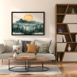 Zonsopgang Sereniteit Zen Minimalistische Wandkuns Perfect Poster