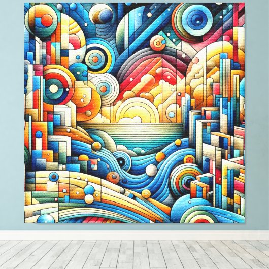 Zonsopgang Stad  Canvas Afdruk (Insitu (Houten vloer))