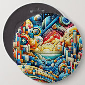 Zonsopgang Stad Ronde Button 6,0 Cm (Voorkant /achterkant)