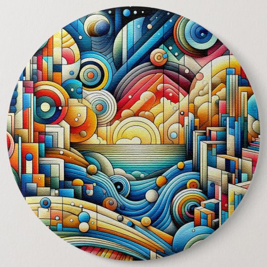 Zonsopgang Stad Ronde Button 6,0 Cm (Voorkant)