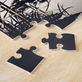 Zonsopgang Stroll: Zwart & Wit Silhouet Paar Legpuzzel (Zijkant)