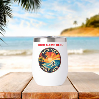 Zonsopgang Surf Club badge stijl sticker