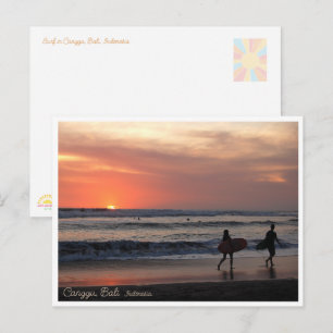 Zonsopgang Surfstrand Bali Indonesië Ansichtkaart Feestdagenkaart