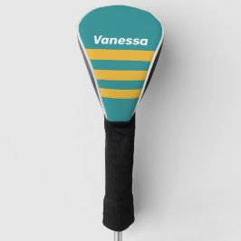 Zonsopgang van schelpen over strepen met naam golfheadcover