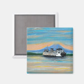 Zonsopgang Veerboot Schilderij Magneet (Voorkant / Achterkant)