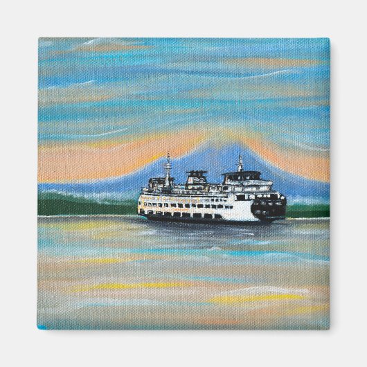 Zonsopgang Veerboot Schilderij Magneet (Voorkant)