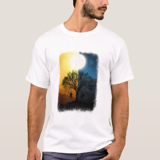 zonsopgang vs zonsondergang mooie grafische kunst t-shirt