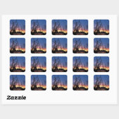 Zonsopgang Warming Glow Op De Horizon Foto Custom Vierkante Sticker (Vel)