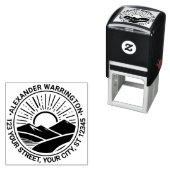 Zonsopgang Zonsondergang Achter Bergen #2 Naam Adr Zelfinktende Stempel (In situ)