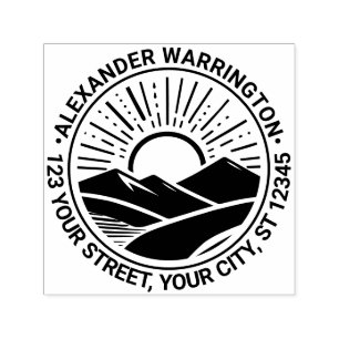 Zonsopgang Zonsondergang Achter Bergen #2 Naam Adr Zelfinktende Stempel