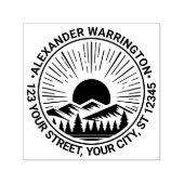 Zonsopgang Zonsondergang Achter Bergen Naam Retour Zelfinktende Stempel (Design)