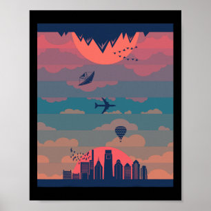 Zonsopgang Zonsondergang Cyclus Van Dag En Nacht A Poster