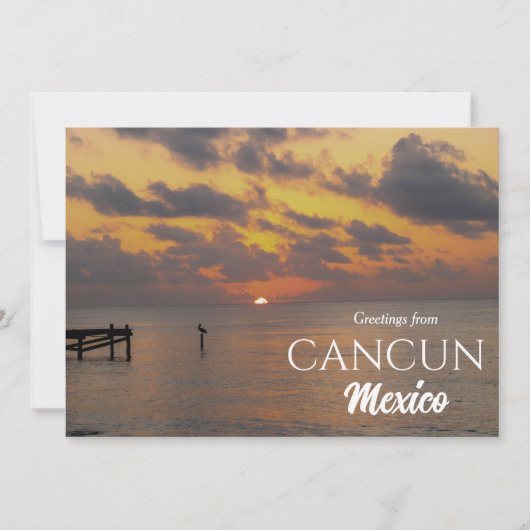 Zonsopganggroet vanuit Cancun Mexico Ansichtkaart Kaart (Voorkant)