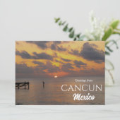 Zonsopganggroet vanuit Cancun Mexico Ansichtkaart Kaart (Staand voorkant)