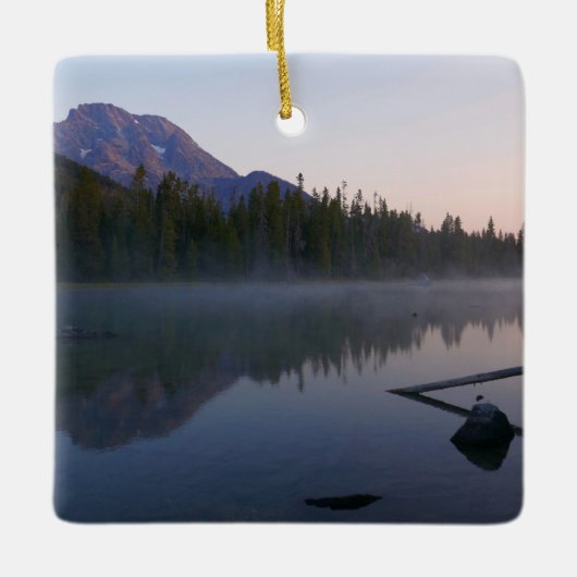 Zonsopgangreflectie bij String Lake II Keramisch Ornament (Voorkant)