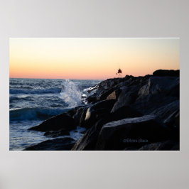 Zonsopkomst aan de Jetty - Virginia Beach 02 juli  Poster