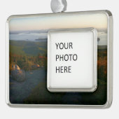 Zonsopkomst bij Cadillac Mountain II Verzilverd Omlijst Ornament (Links)