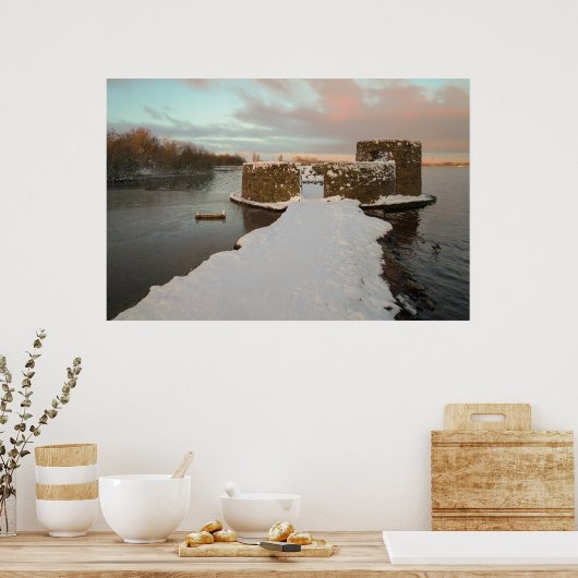 Zonsopkomst bij Chasewater Castle, Staffordshire,  Poster (Keuken)