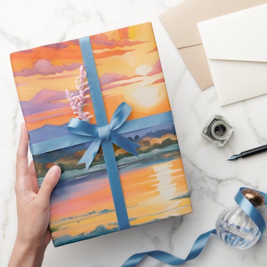 Zonsopkomst bij de vijver waterverf cadeaupapier (Geschenken)