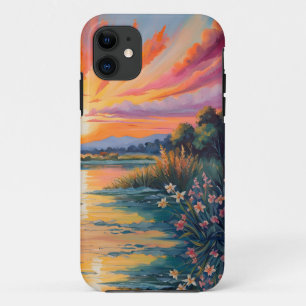 Zonsopkomst bij de vijver waterverf Case-Mate iPhone case