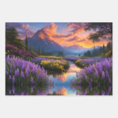 Zonsopkomst bij de vijver waterverf/Serene landsch Inpakpapier Vel (Voorkant 2)