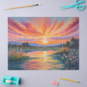 Zonsopkomst bij de vijver waterverf tissuepapier (Craft)