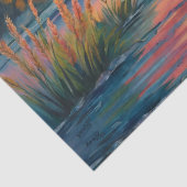 Zonsopkomst bij de vijver waterverf tissuepapier (Detail)