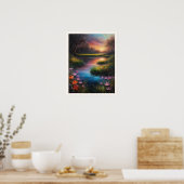 Zonsopkomst bij een Wildflower Meadow Kleurrijke R Poster (Keuken)