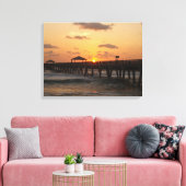 Zonsopkomst bij Juno Beach Pier Canvas Afdruk (Insitu (Woonkamer))