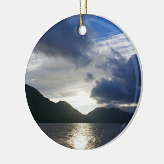 Zonsopkomst bij Lake Crescent Keramisch Ornament (Links)