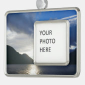 Zonsopkomst bij Lake Crescent Verzilverd Omlijst Ornament (Links)