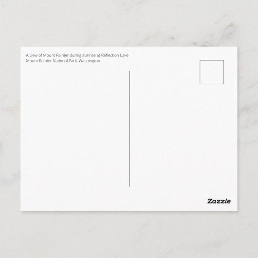 Zonsopkomst bij Mount Rainier National Park Briefkaart (Achterkant)