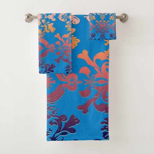 Zonsopkomst boven Blue Sky Royal Damask Bad Handdoek (Insitu)