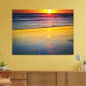 Zonsopkomst boven de oceaan & Reflected on Beach Canvas Afdruk (Insitu (Woonkamer))