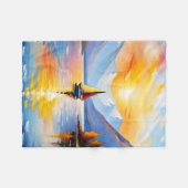 Zonsopkomst boven een meer en besneeuwde bergen fleece deken (Voorkant (Horizontaal))