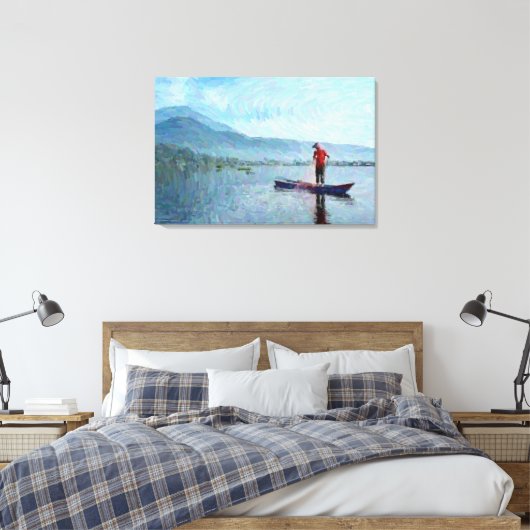Zonsopkomst boven een sereen meer canvas afdruk (Insitu (Slaapkamer))