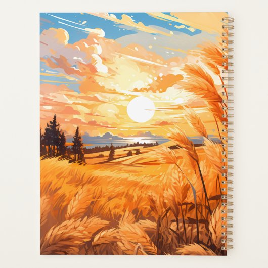 Zonsopkomst boven een tarweveld planner (Achterkant)