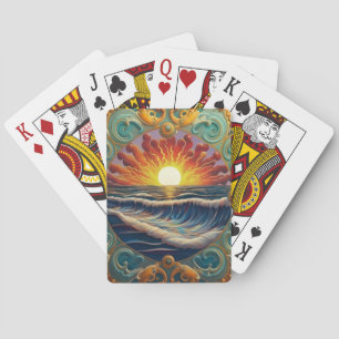 Zonsopkomst boven het water pokerkaarten