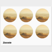 Zonsopkomst boven Toscane ronde sticker (Vel)