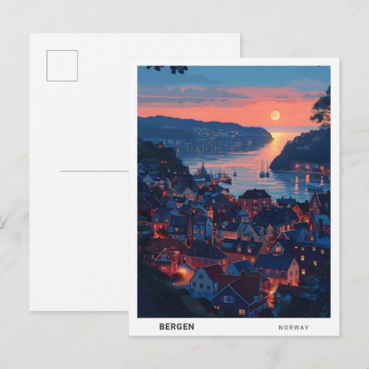 Zonsopkomst in Bergen Noorwegen Reizen Briefkaart (Voorkant / Achterkant)