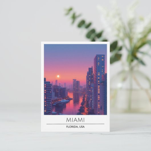 Zonsopkomst in Miami Florida USA Reizen Briefkaart (Staand voorkant)