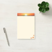 Zonsopkomst, kalligrafie en zee sterren op ivoor post-it® notes (Kantoor)