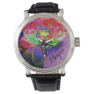 Zonsopkomst klaproos monogram horloge