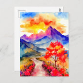 Zonsopkomst Kleurrijke Bergwandkunst Briefkaart (Voorkant / Achterkant)