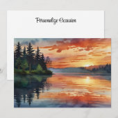 Zonsopkomst Kleurrijke Misty Lake Waterverf Art Feestdagenkaart (Voorkant / Achterkant)