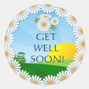 Zonsopkomst met Daisy Border ~ Get Well Sticker